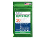 Retail packaging of Dulytek Filter Bags showing sizes, mesh options, and quantity of 20 per pack