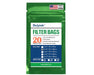 Retail packaging of Dulytek Filter Bags showing sizes, mesh options, and quantity of 20 per pack.