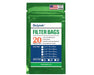 Retail packaging of Dulytek Filter Bags showing sizes, mesh options, and quantity of 20 per pack.