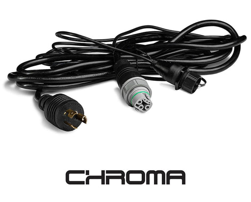Chroma power cord with digital connector and plug ends displayed over white background with logo.