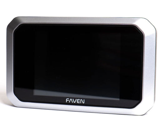 Front view of Faven CX3 standalone grow light controller with touchscreen display and silver housing.