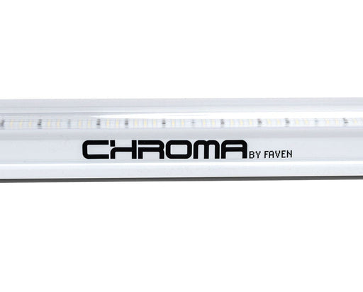 Side view of Faven Chroma under canopy light with visible LED strip and “CHROMA by Faven” logo.