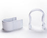 Two white Faven couplings shown side by side, designed for securing under canopy lights.