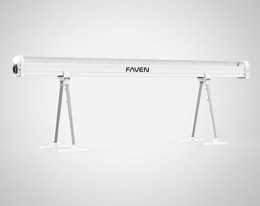 Faven under-canopy LED light bar mounted on two adjustable Faven stands, ideal for maximizing bud growth in indoor grow spaces.