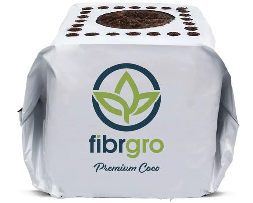 Fibrgro Propagation Coco Cubes front view showing premium buffered coco coir blocks designed for uniform root growth, aeration, and easy transplanting.