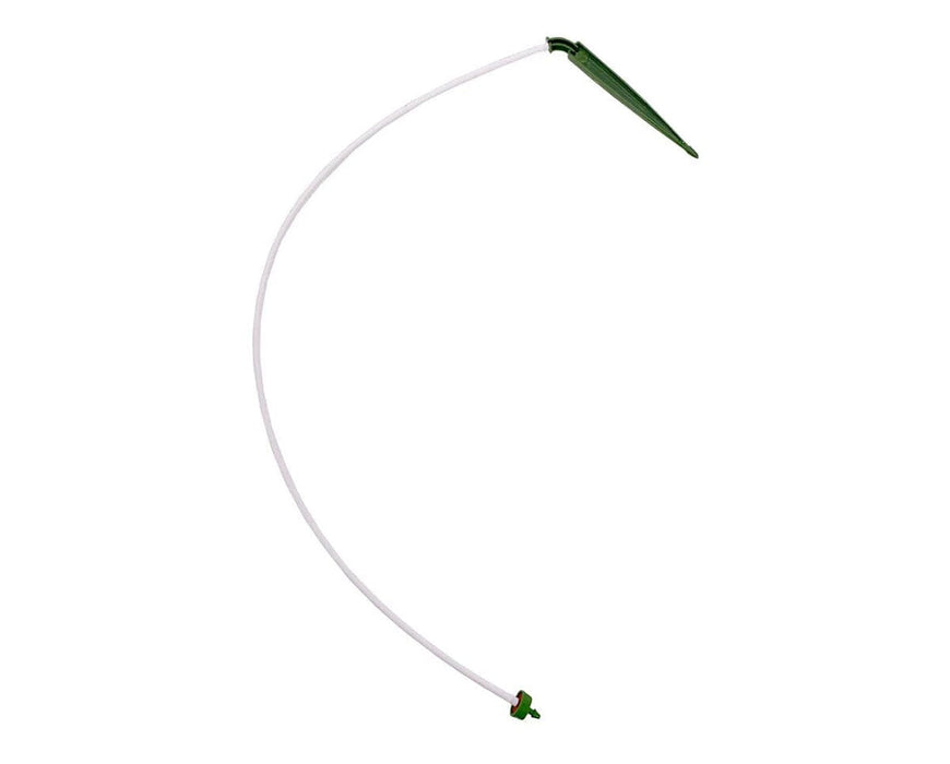 FloraFlex 1-Way GPH Assembly 0.5 GPH Full View complete irrigation line showing green drip stake and white tubing for controlled nutrient delivery.