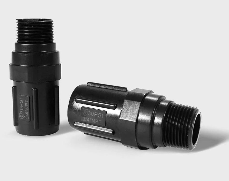 3/4-inch NPT 30 PSI drip irrigation pressure regulator pair for controlled water flow