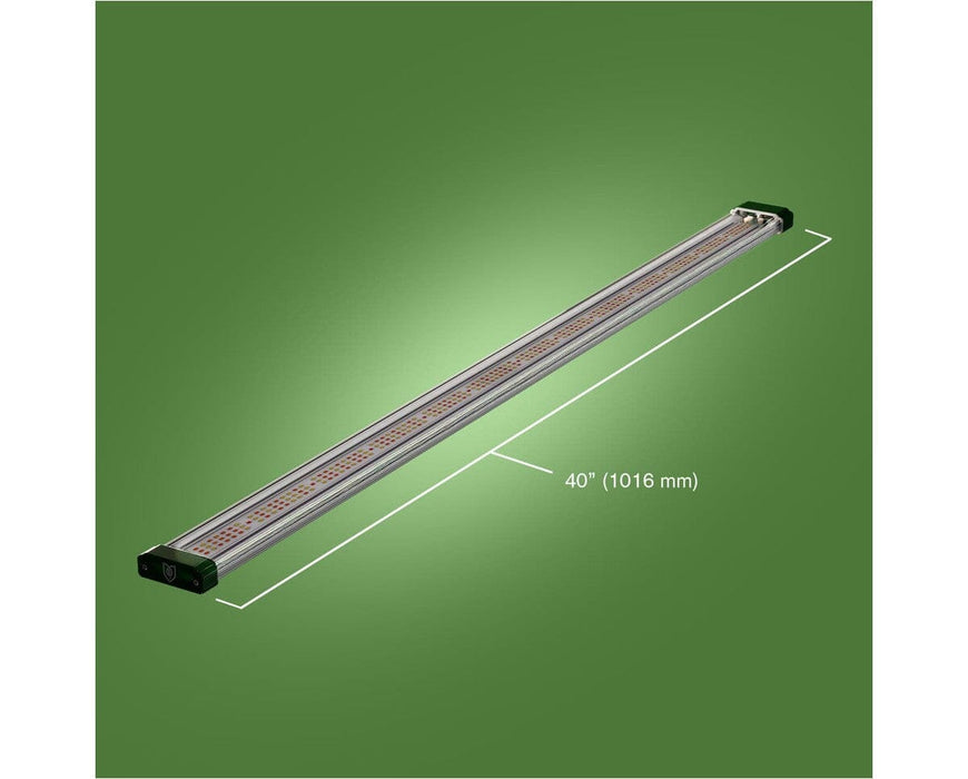 FloraFlex 120W LED bar shown with 40-inch length measurement and diode pattern visible.