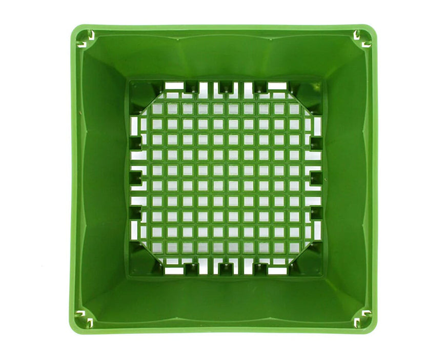 FloraFlex POTPRO 4-Inch Pot top view showing open grid base for improved aeration and root drainage.