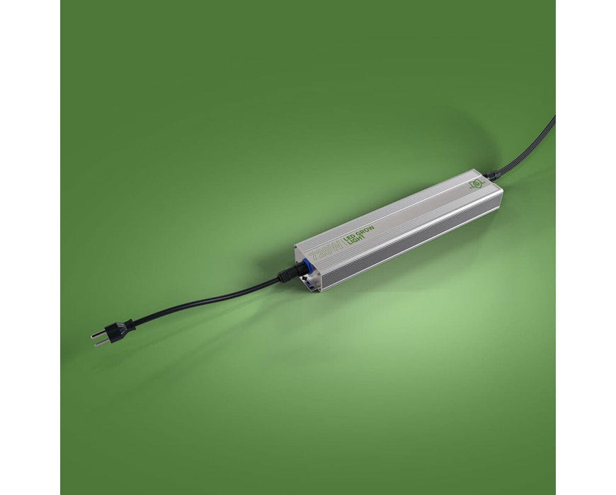 Close-up of FloraFlex 720W LED grow light driver with clear wattage label and connected power cords.