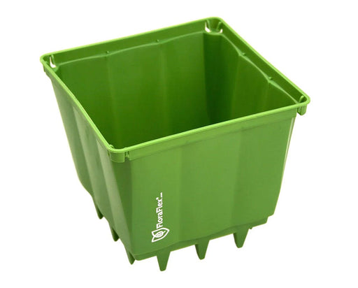 FloraFlex POTPRO 6-Inch Pot green nursery container showing compact square design for small plants.