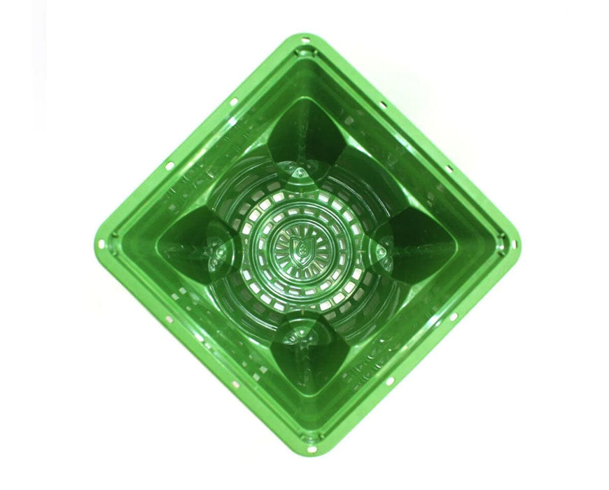 FloraFlex POTPRO 6-Inch Tall Pot bottom view showing open-grid base for aeration and efficient drainage.