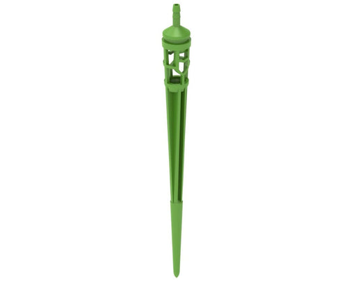 Side view of the FloraFlex Basket Dripper Stake with pointed end for easy soil or medium insertion and top barb for tubing connection.