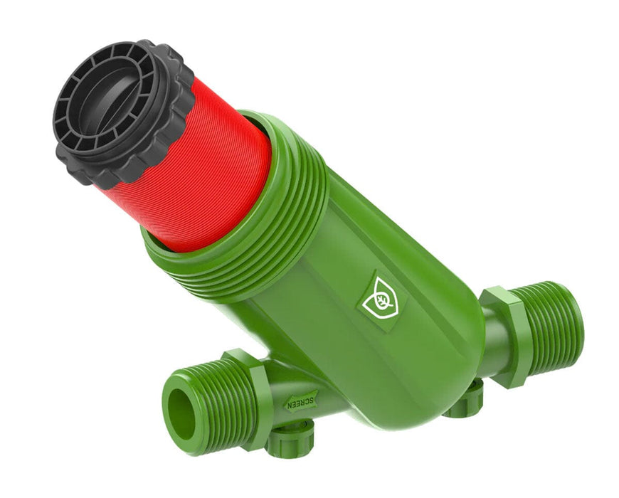 FloraFlex Disc Filter internal disc element exposed showing red filtration stack inside green housing.