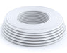 Coiled FloraFlex 16-17mm double layer tubing with white exterior and opaque inner layer for light blockage.