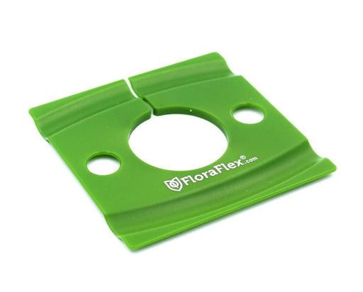 FloraFlex Drip Shield 2.0 top view showing circular center opening and dual dripper ports.