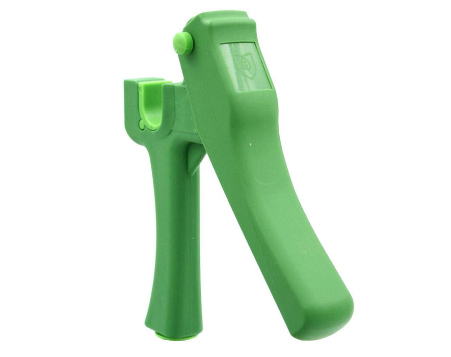 Angled view of FloraFlex tubing hole punch tool with ergonomic grip.