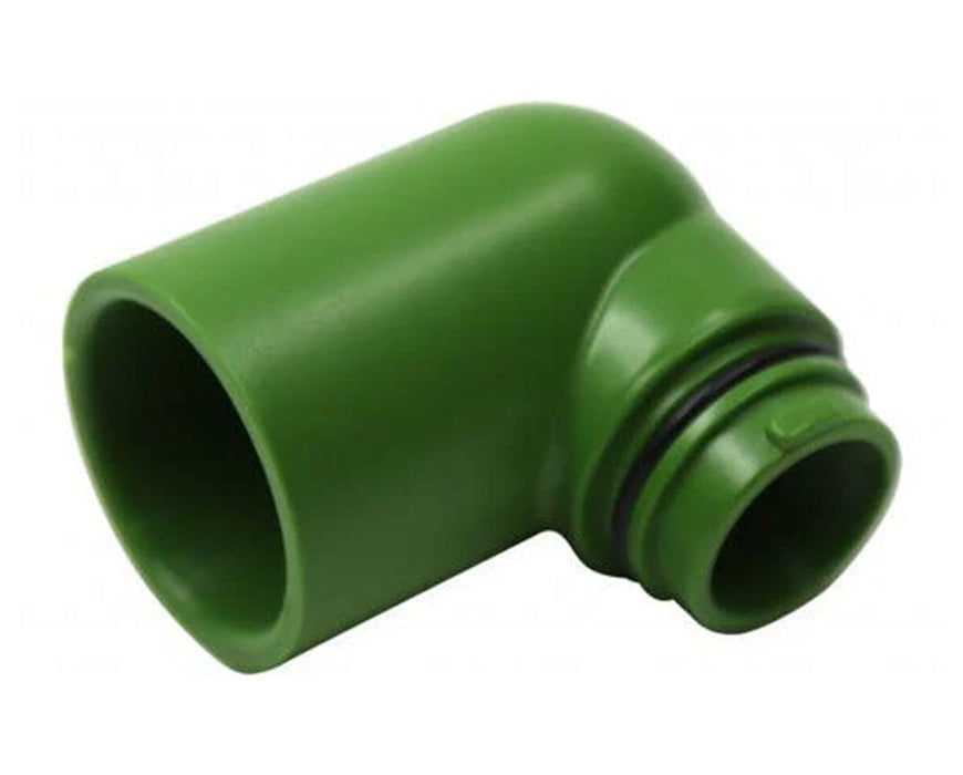 FloraFlex L Fitting green irrigation elbow connector with O-ring seal for corner nutrient line installation.