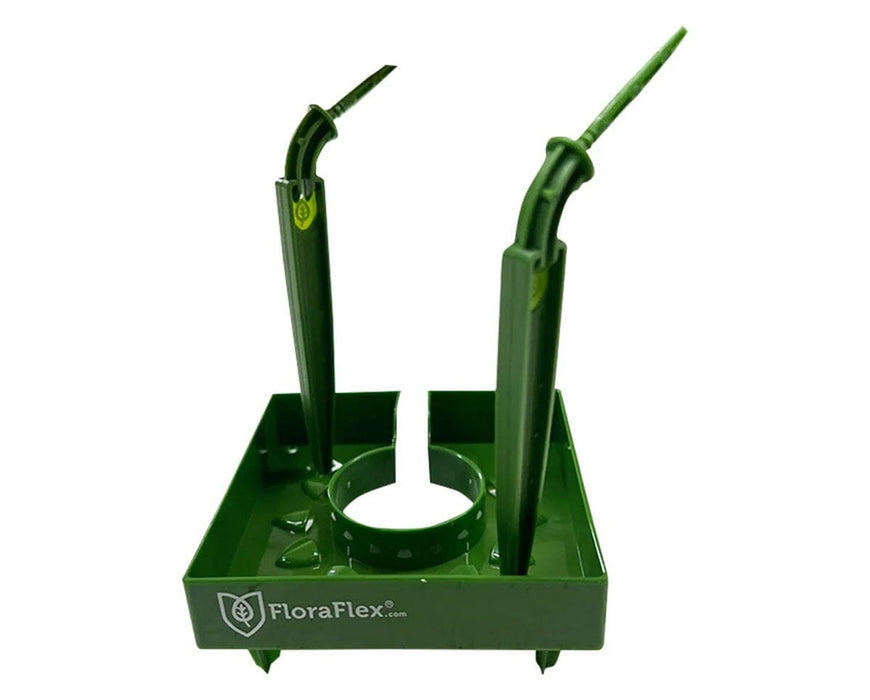 FloraFlex 6-Inch Single Use FloraCap irrigation setup with dual FloraClips and tubing installed.