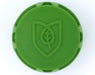 Top-down view of FloraFlex 3/4" cap fitting showing embossed leaf logo and ribbed edges for grip.