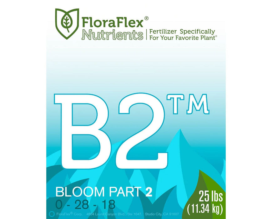FloraFlex B2 Bloom Part 2 fertilizer label 0-28-18, 25 lbs.