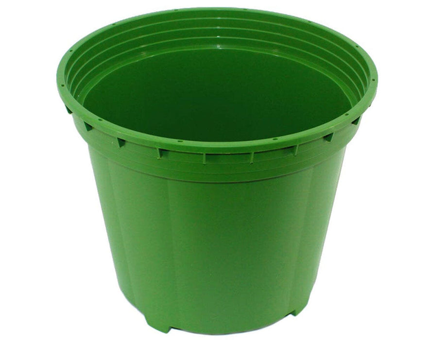 FloraFlex PotPro 3 Gallon Premium Nursery Pot shown at an angle, made of BPA-free, lead-free plastic with open bottom for aeration.