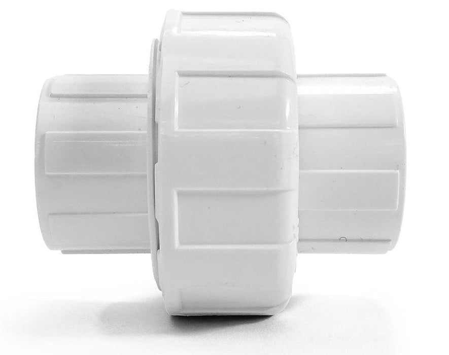 Side profile of FloraFlex PVC Union Adapter featuring durable, high-quality plastic construction and NPT female threading.