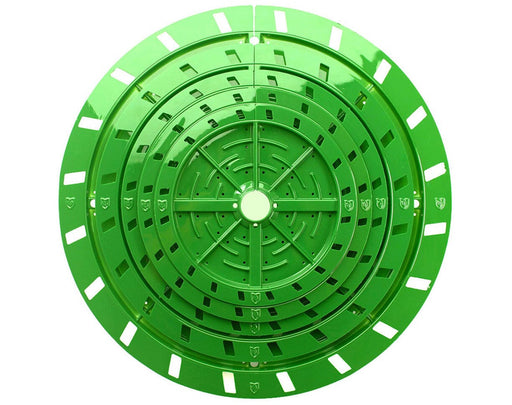 Top-down view of stacked FloraFlex Round Matrix sizes, highlighting concentric design and vented outer rim.