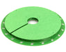 FloraFlex Round Matrix shown with green Matrix Pad for capillary wicking in top feeding irrigation systems.