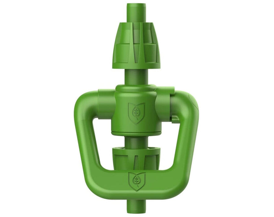 Front view of FloraFlex 16/17mm shutoff valve with ergonomic handle for micro drip irrigation systems.