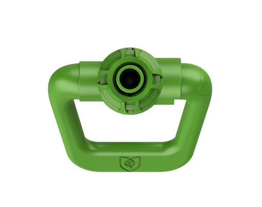 Top-down view of FloraFlex shutoff valve showcasing inlet port and secure fitting design.