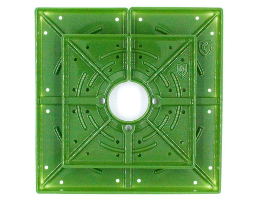 Top view of stacked FloraFlex Square Matrix units with eight-section radial maze for uniform top feeding.