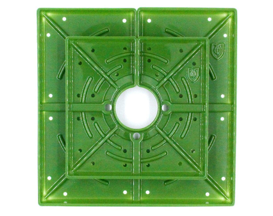 Top view of stacked FloraFlex Square Matrix units with eight-section radial maze for uniform top feeding.