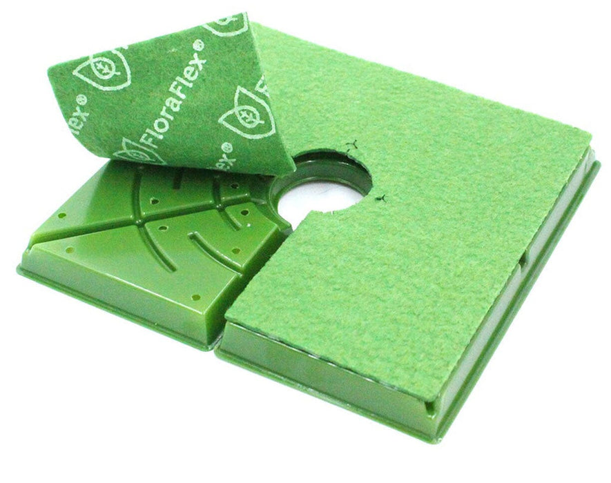 FloraFlex Square Matrix setup with green Matrix Pad demonstrating wicking and top feeding system integration.