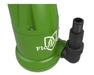 FloraFlex Submersible Pump close-up of outlet connection and FloraFlex logo on green body.