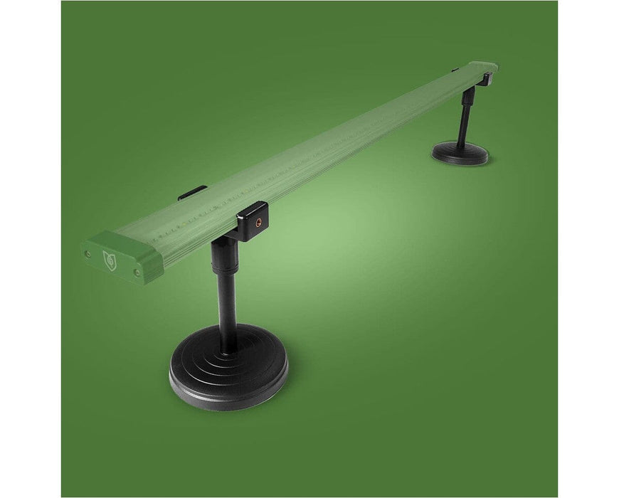 Under-canopy light mounted on two FloraFlex adjustable stands for stable ground-level lighting.