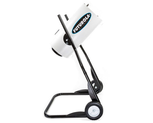 Angled view of the Futurola OG Shredder tilted forward on stand, showcasing shredding positioning.