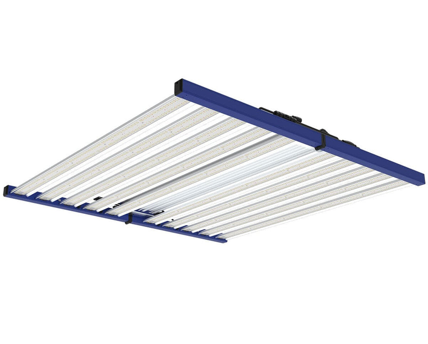 Underside view of the LED grow light showing full array of white-spectrum diodes across all ten aluminum bars for maximum light coverage.