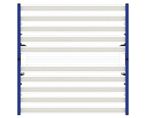 Top-down view of the Tarantula Borg Evolution V3 LED grow light showing evenly spaced LED bars with dense diode coverage and four control channels.