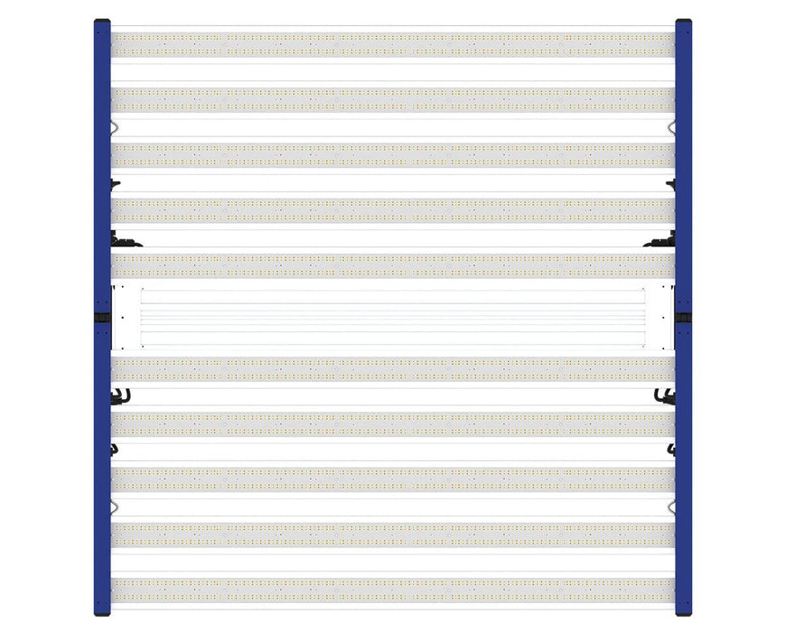 Top-down view of the Tarantula Borg Evolution V3 LED grow light showing evenly spaced LED bars with dense diode coverage and four control channels.