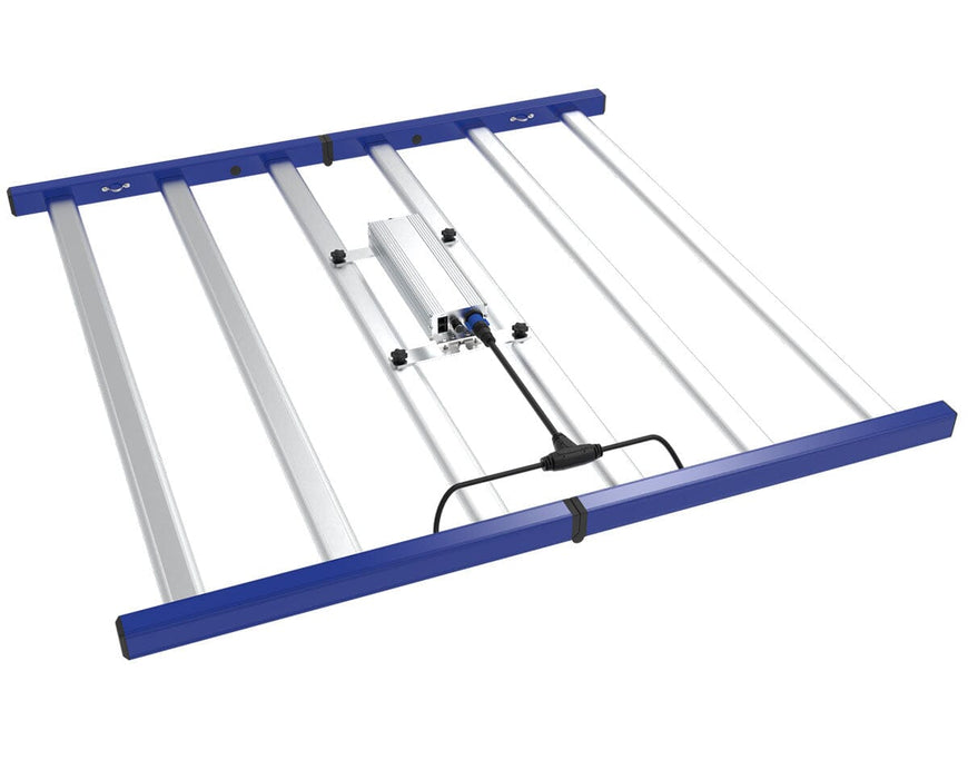 Tarantula Revolution 600 Veg 600W LED grow light with blue frame and folding design for easy setup.