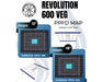 PPFD map for Revolution 600 Veg light system with height and average PPFD information.