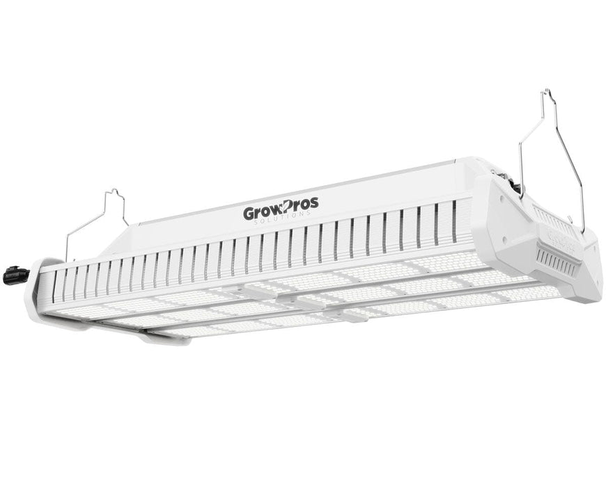 Side angle of Grow Pros AK-HB 1 to 1 HPS replacement LED grow light with slim 4 inch profile and uniform light spread.