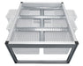 Top-down view of GROW1 Medium Harvest Sorting System with dual-section metal grates and white sorting bins.