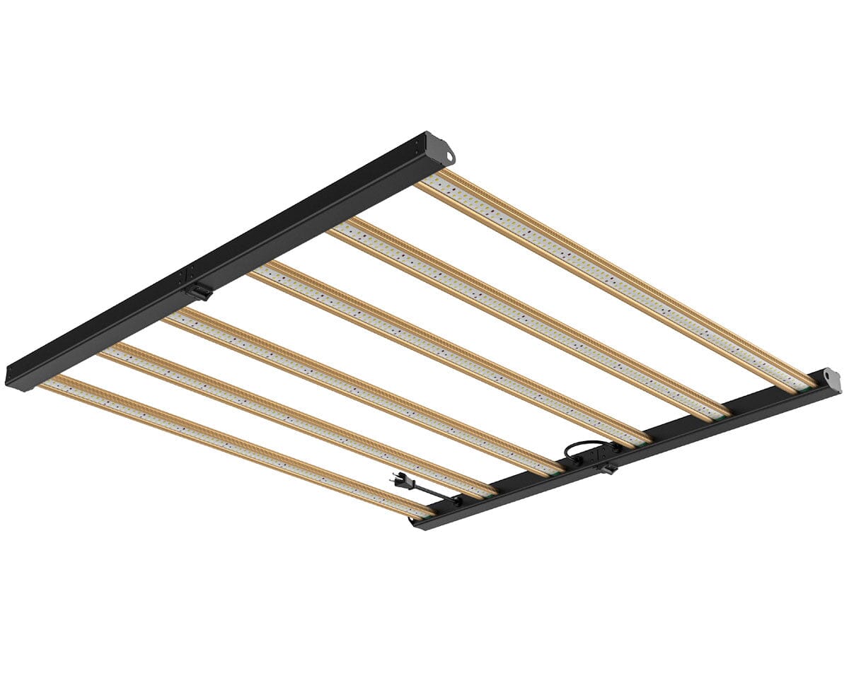 Bottom angled view of ROI-F720 grow light showing full diode array across all bars for balanced spectrum without red overloading.