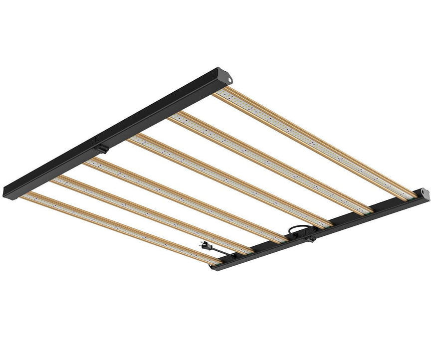 Bottom angled view of ROI-F720 grow light showing full diode array across all bars for balanced spectrum without red overloading.