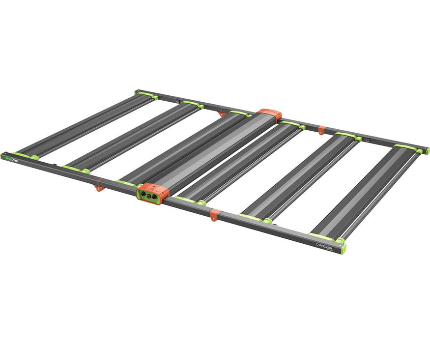 CHAMELEON LED grow light in collapsed storage or shipping position showing its ultra-flat design.