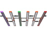 Underside view of Griffin grow light bars powered on, highlighting distinct color outputs from each LED type.