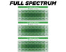 Full-spectrum output chart for Griffin LED showing broad coverage across blue, green, and red wavelengths.
