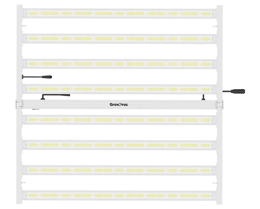Top-down view of UltraPro LED grow light fully lit, showing full diode coverage for consistent photosynthetic lighting.